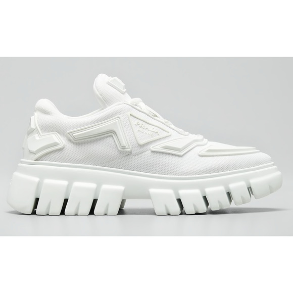 Prada Monolith Evolution Thunder Lug Sole White Platform Flat Low Sneaker 38.5 - Picture 1 of 12